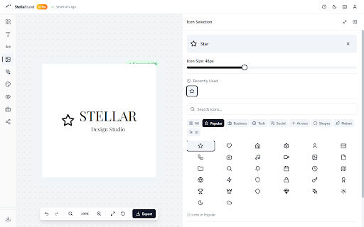 StellaBrand – Logo Maker & Brand Kit :: Create typography logos and brand kits in minutes with Google Fonts, icons, colors & exports. Start designing now!