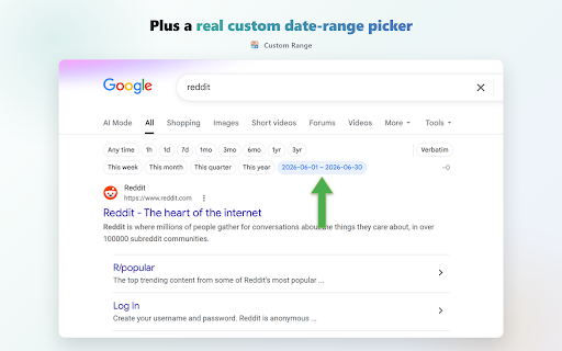 Google Search by Date – Date Filter Bar with Custom Ranges :: Filter Google search by date & time — on web, Images, Videos & News. 3/6 months, 3 years, this week/month/year, custom ranges.