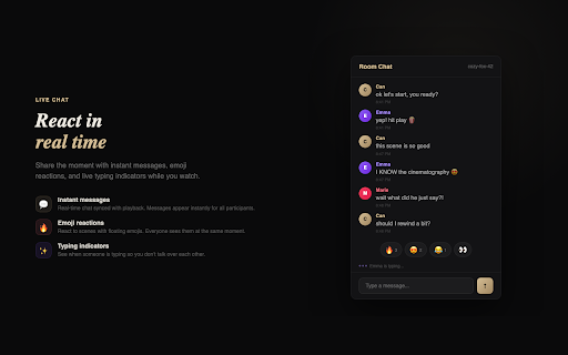 WatchNest :: Watch Netflix, Disney+ & Prime together. Synced playback, live chat, camera calls & AI features. Free watch party for up to 4.