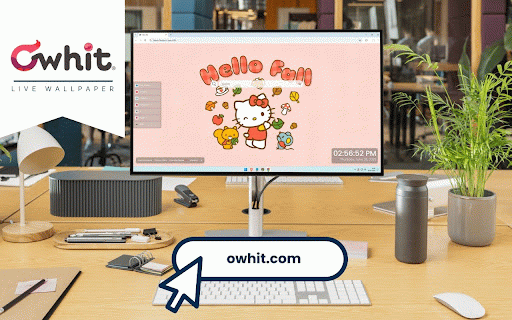 Hello Fall Hello Kitty Live Wallpaper :: Hello Kitty celebrates autumn with friends surrounded by fall leaves, acorns and cozy elements.