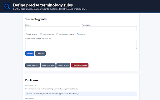 TermDrift Audit :: Find outdated terminology on web pages locally.