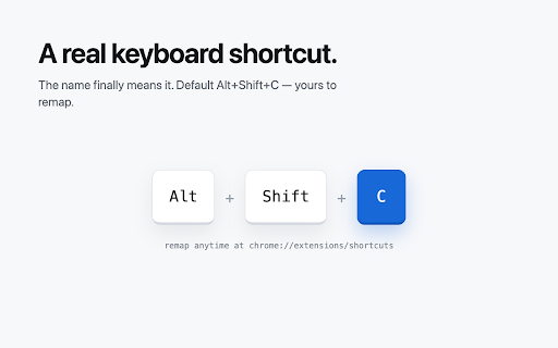 Clear Cache Shortcut — One-Click Cache Cleaner & Hotkey :: Clear the browser cache in one click, one hotkey, or one keyword. No popup, no new tab, no tracking.