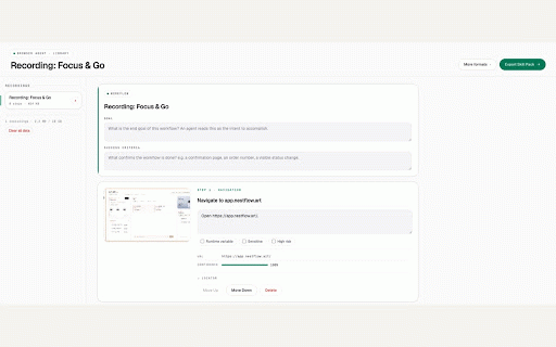 Browser Agent Recorder :: Record browser workflows and export local SOPs and Agent Skill Packs.
