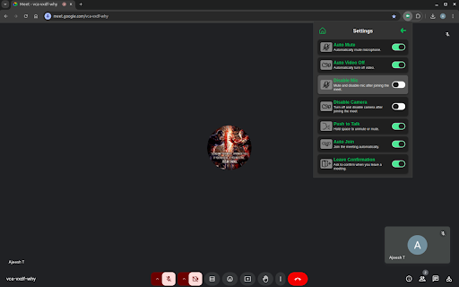 Gmeet kit: Auto-mute, Disable-camera, Save recent meetings & much more :: Enhance Your Google Meet Experience