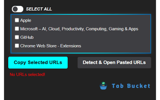 Tab Bucket :: Copy, and open multiple links across active tabs with ease.