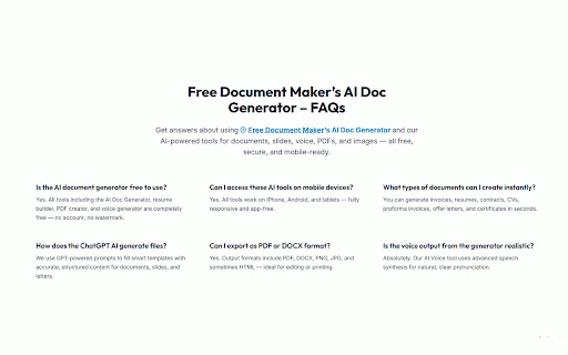 AI Doc Creator – by Free Document Maker :: Create, edit, and convert invoices, CVs, PDFs, and contracts using AI-powered tools — 100% free and browser-based.