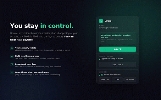 Linora :: Linora — AI-tailored resume autofill for job applications