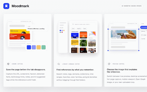 Moodmark — Save design references :: Save websites with screenshots, tags and notes to your Moodmark archive.