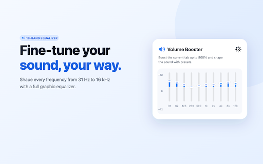 Volume Booster — Boost Sound Up to 800% :: Boost any tab's volume up to 800% with sound presets and a 10-band equalizer. Crystal-clear, distortion-free, fast, and private.