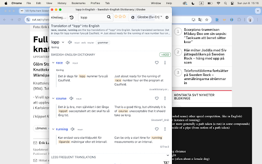 Ordböcker: Learn Swedish, Norwegian & Danish :: A customizable dictionary extension that supports double-click lookups, multiple dictionaries, and anki integration.