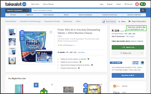 Takealot Price History :: Track price history on Takealot product pages and wishlists with one-click access to Serval Tracker charts. Never miss a deal again!