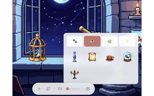 Nook :: A cosy pixel art new tab page. Sticky notes, checklists, ambient music, and decorations for your calm productivity corner.