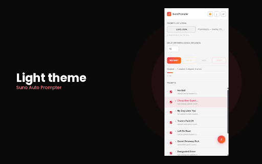 Suno Auto Prompter :: Batch generate songs on Suno.com from a JSON prompt list — V5.5 compatible