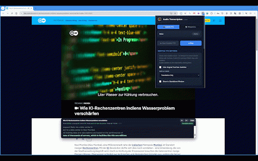 Audio Transcription & Live Interpreter :: Real-time transcription, live translation, and speech-to-speech playback for browser audio. Includes Subtitle TTS for videos.