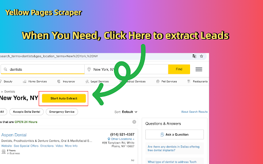 Yellow Pages Scraper - Business Leads Extractor :: Extract Yellow Pages business Leads in one click! Export to CSV, Excel, JSON with emails, phones, addresses & social media.