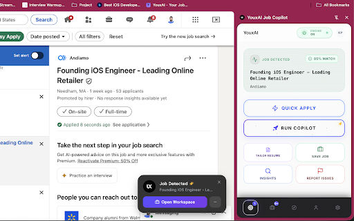 YouxAI Job Copilot :: Privacy-focused job search tools. Local AI match scoring, application capture, and autofill.