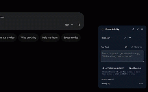Promptability AI :: Smart Prompt Generator with Floating Widget for AI models