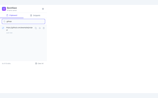 QuickSave - Clipboard Manager & Text Snippets :: Smart clipboard history manager and text snippet expander. Save, search, and reuse your copied text instantly.