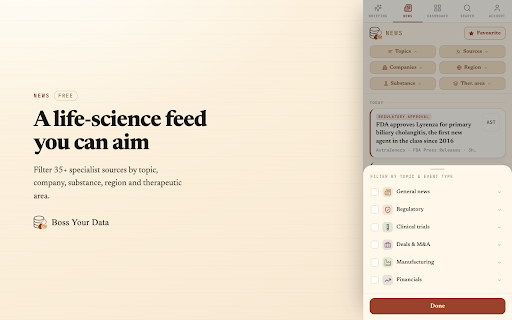 Boss Your Data :: Pharmaceutical market intelligence — news insights, company & substance dashboards, and AI search.