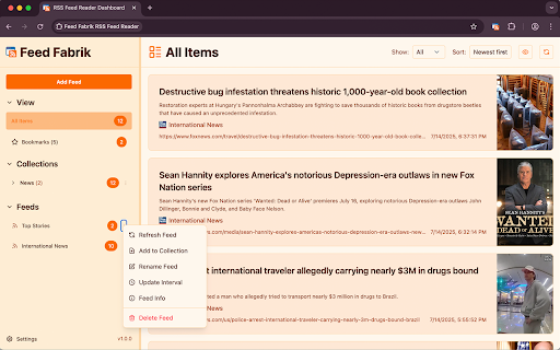 Feed Fabrik RSS Feed Reader :: Discover, collect, and read RSS feeds directly in your browser