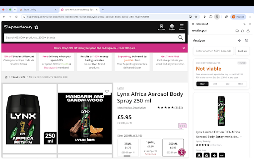 retailscout :: Companion for retailscout subscribers: open a side panel with price, sales and profit analysis for the product page you're on.