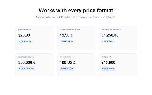 Currency Converter :: Detects prices on web pages and shows them in your preferred currency below the original.