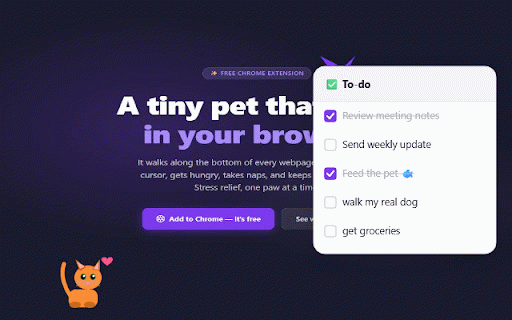 Browser Pet :: A virtual pet companion that lives in your browser, walking along the edges of the page and reacting to you.