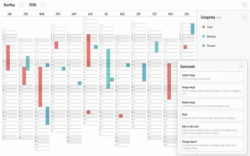 YearMap :: Interactive year-at-a-glance calendar for visual time planning