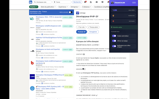 TrouverUnJob :: Détectez les arnaques et analysez les offres d'emploi sur Indeed, LinkedIn, HelloWork et WTTJ.
