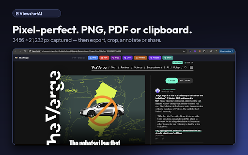 ViewshotAI :: AI-powered full-page screenshots — capture, annotate, analyse with Claude AI, crop, highlight and share with one click
