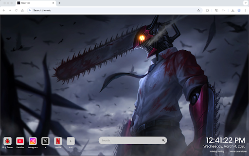 Chainsaw Man: Unleashed Fury Live Wallpaper :: Experience unstoppable chaos and raw power with this intense Chainsaw Man live wallpaper for your Chrome new tab.