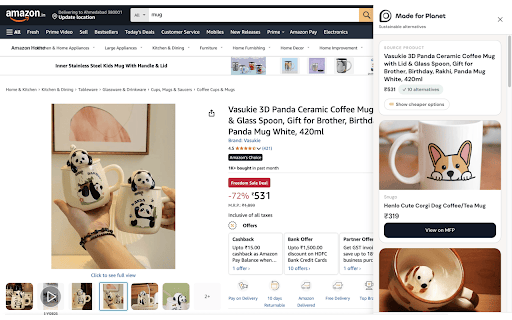 Made for Planet — Sustainable Alternatives :: Find sustainable alternative products while you shop on Amazon and Flipkart.