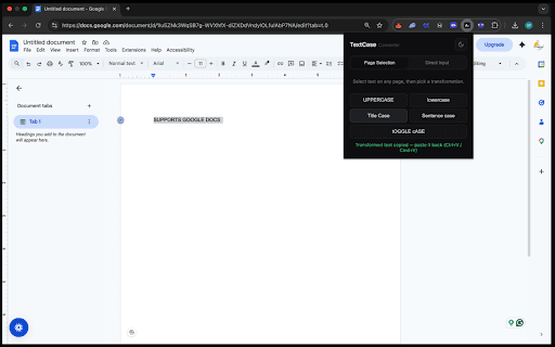 TextCaseConverter :: A simple extension to convert text case. Transform selected text - uppercase, lowercase, title case and more