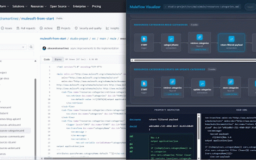 MuleFlow Visualizer for GitHub :: Visualize MuleSoft XML files as flow diagrams directly in GitHub.