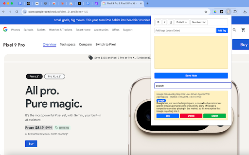 Quick Notes :: Take and organize notes while browsing