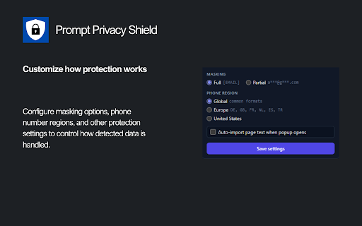 Prompt Privacy Shield :: Detect and mask sensitive data before sending prompts to AI tools.