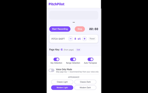 PitchPilot :: Free chord transposition for singers. Unlock Pro to detect your vocal key and range from a single recording.