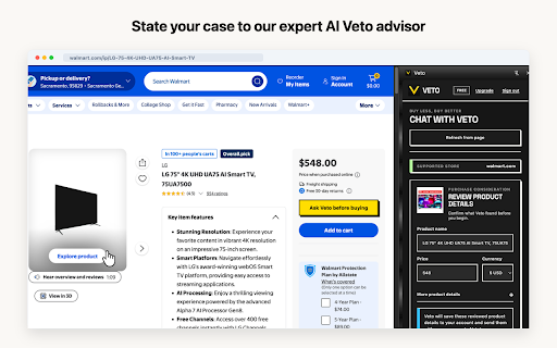 Veto :: Stop impulse purchases before you buy. Chat with Veto on product pages to save money and buy smarter.
