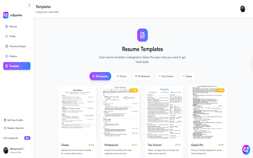 cvSparkle :: Analyzes how well your profile matches a job posting and provides improvement suggestions