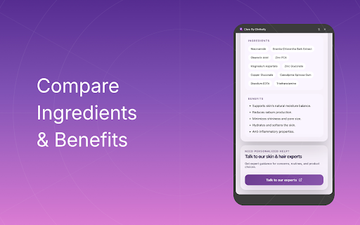 Clara By Clinikally: Your Skin & Hair Product Assistant :: Summarizes product pages, decodes ingredients, explains benefits and finds similar skin & hair care items with direct purchase links