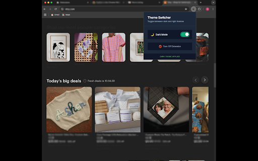 Theme Switcher - Dark/Light Mode :: Instantly toggle any website between beautiful dark and light themes with smart logo preservation and elegant styling.