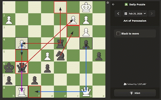 Knight Vision for Chess.com and Lichess :: chess.com and Lichess overlay for checks/captures with per-side toggles. Includes a hidable UI panel (Show/Hide UI).