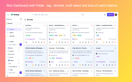 Pindrop - AI Link Manager :: Save and organize links with AI-powered categorization