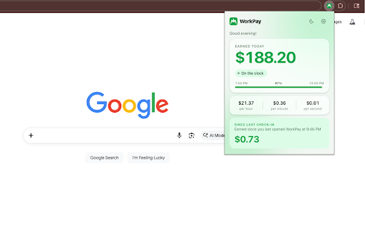 WorkPay - Salary Tracker :: Watch your salary tick up in real-time. Set your schedule, pick your currency — know exactly what you earned, second by second.