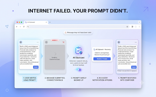 AI Clipboard — Prompt Backup :: Automatically backs up your AI chat prompts locally so failed sends never lose your work. Private: nothing leaves your device.