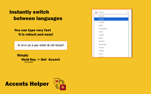 Accents Helper :: Easily type accented characters in 14 European languages with a simple hold-key system.