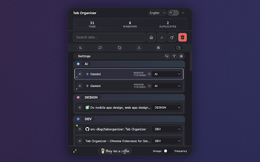 Tab Organizer :: Intelligent tab management with auto-grouping and powerful search