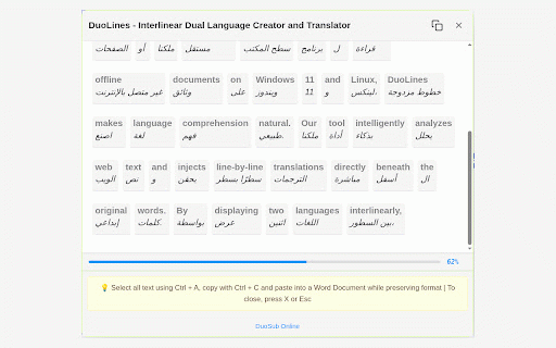 DuoLines - Interlinear Dual Language Creator and Translator :: Translate web pages with interlinear dual-language display. Create bilingual text on any site and learn languages reading in context