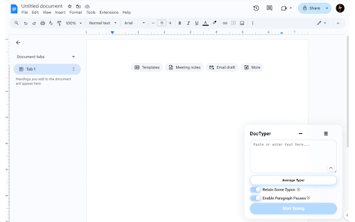 DocTyper: Most Advanced Human Typer for Google Docs & Slides :: Simulates insanely realistic human-like typing in Google Docs and Slides.