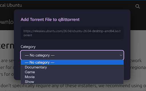qBittorrent Web UI Companion :: A browser extension companion for the qBittorrent Web UI.